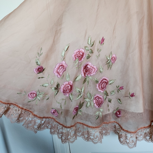 Vintage April Cornell Silk And Cotton Floral Embroidery Dress Medium - Picture 3 of 11